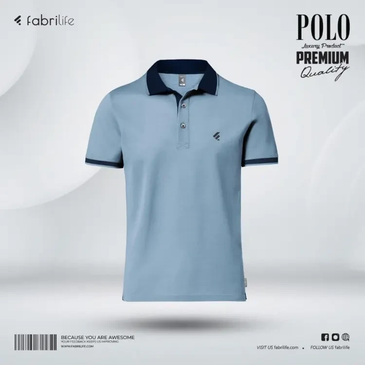 Fabrilife Single Jersey Knitted Cotton Polo Sky Blue